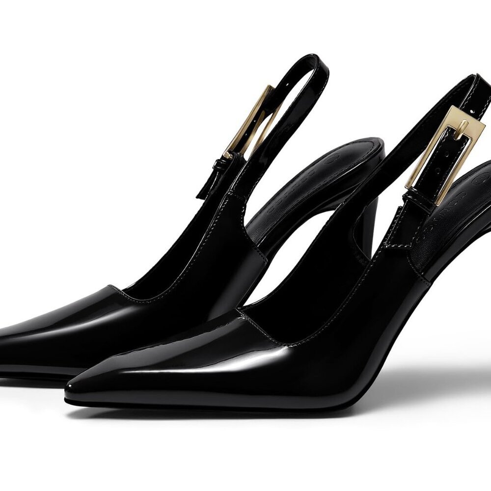 Women's Slingback High Heels Patent Leather Stiletto Pumps Party Shoes
